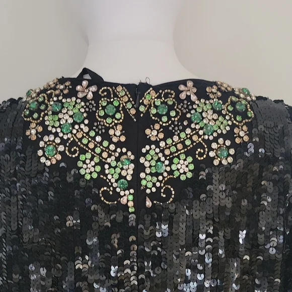 Mac Duggal Black Sequined Column Gown - Picture 13 of 16